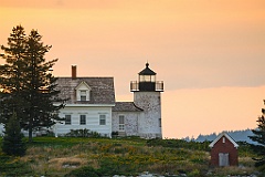 Sunset by Weathered Tower of Pumpkin Island Light